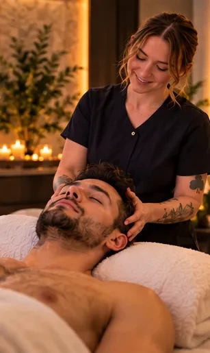Mobile massage therapist giving a Swedish massage at a client home in the East Valley